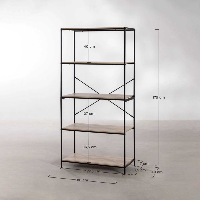 Estante Sklum de Madeira e Metal preto & natural