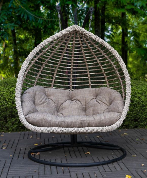 Двомісний підвісний кокон. Фабрика. Підвісне крісло Гойдалка з ротангу