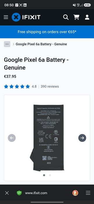 Bateria genuína Google pixel 6A - Nova en caixa