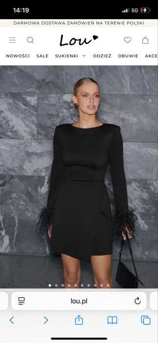 Sukienka z piórami, lou, mała czarna, sylwester, wigilia, święta