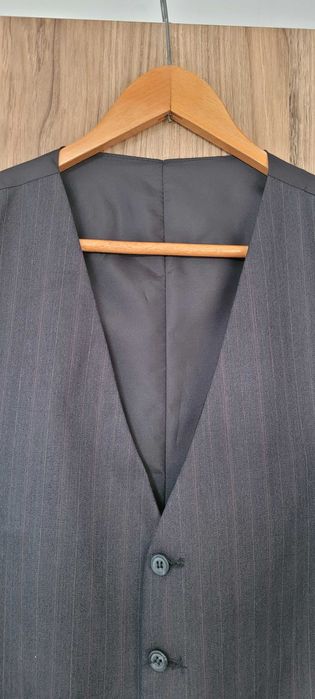 Szara ciemna  kamizelka garniturowa  wełna regulowana,roz 52(L)