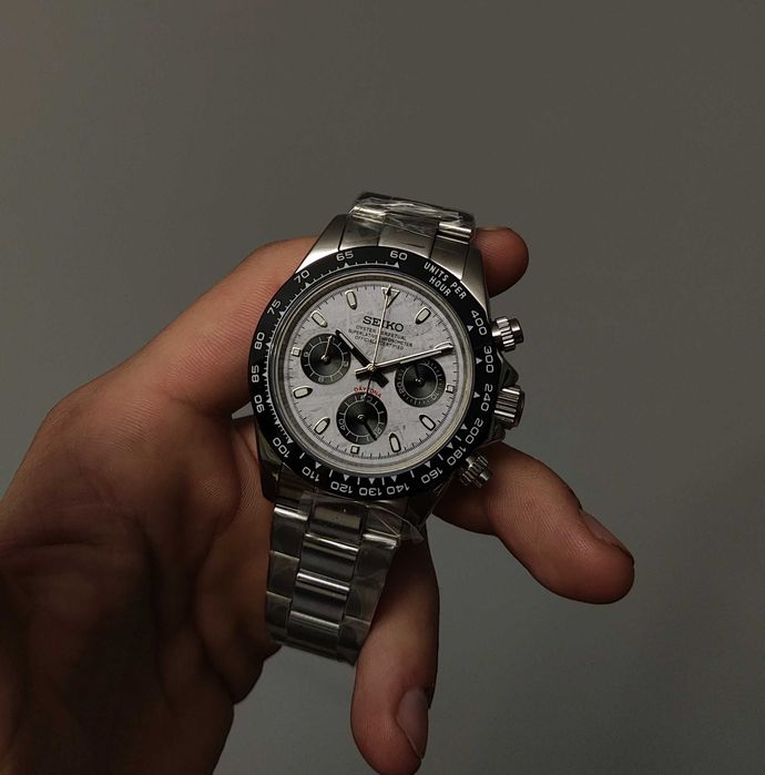 Seiko MOD Daytona Biały Meteoryt Oyster Chronograf Nowy Custom Personalizowany Zegarek Męski MEN Chronograf