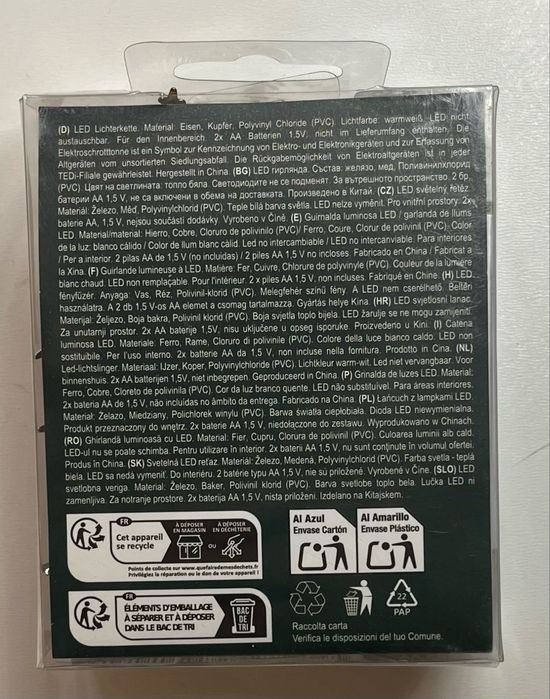 Lampki LED łańcuch srebrne gwiazdki 10 LED 90 cm