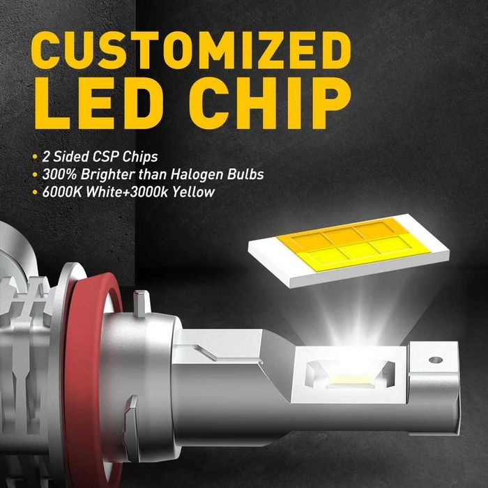 Лед Auxito LED H11 H9 H8 hb3 hb4  автолампы 12Vсветодиодные н11  лед