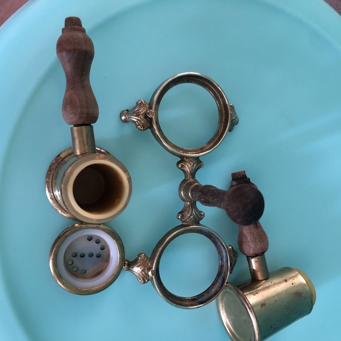 Набір сіль перець вінтаж зубочистка латунь