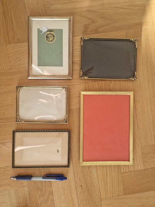 5 małych starych ramek metalowych vintage