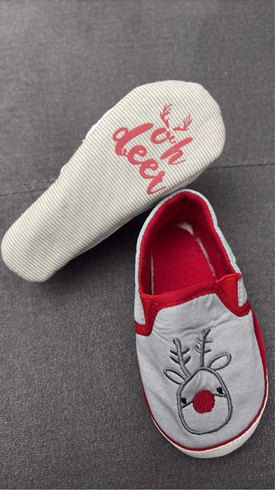 Świąteczne kapcie renifery wkładka 14 cm