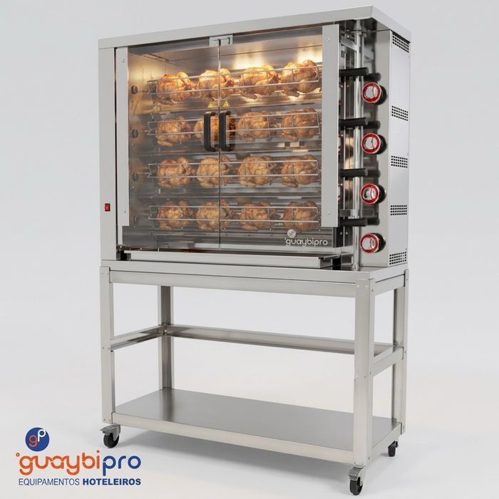 Assador de Frangos Vertical a Gás | 4 Espetos (20-24 Frangos) | Novo