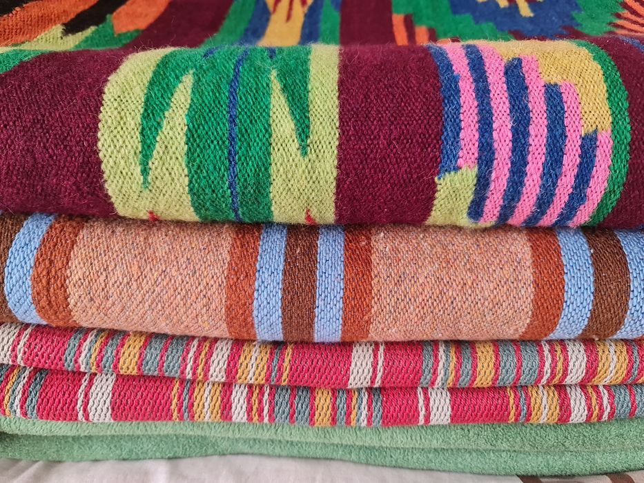 Narzuta ręcznie tkana wełniana kilim Prl