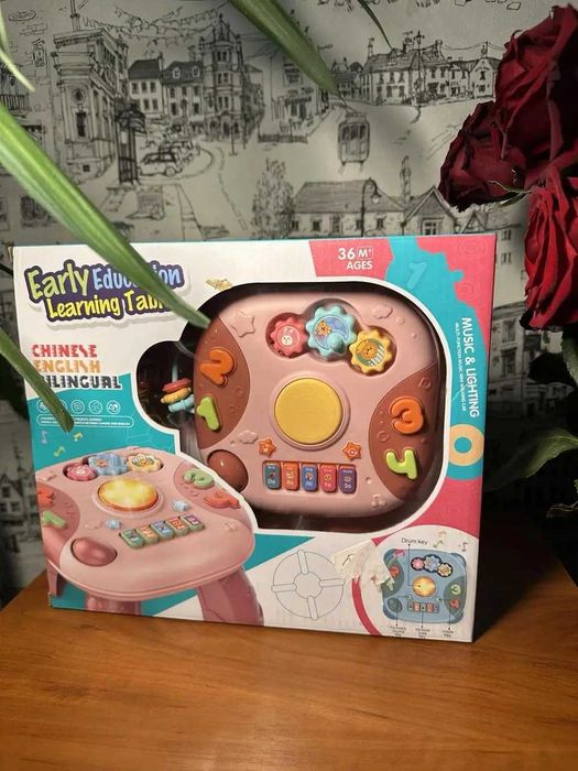 Дитячий розвиваючий музичний столик 2в1 Early Education Learning Table (рожевий)