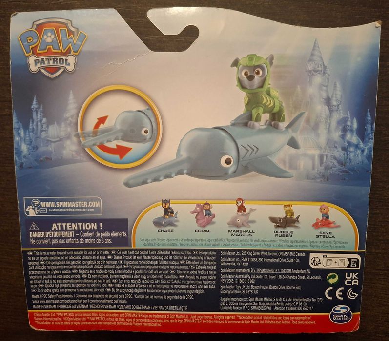 Zabawka Psi Patrol ROCKY i ryba piła NOWA
