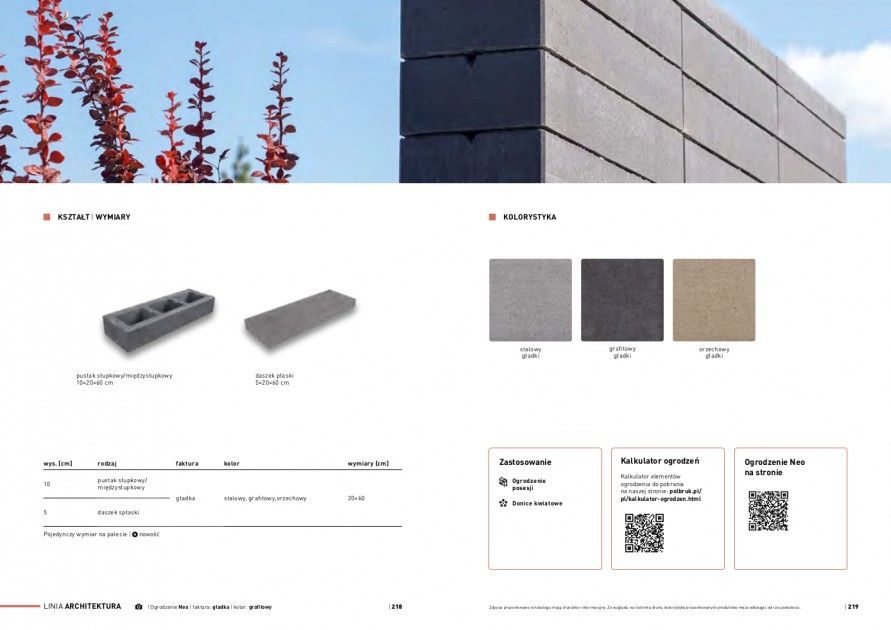 Bloczek ogrodzeniowy NEO pustak, ogrodzenie, mur oporowy POLBRUK