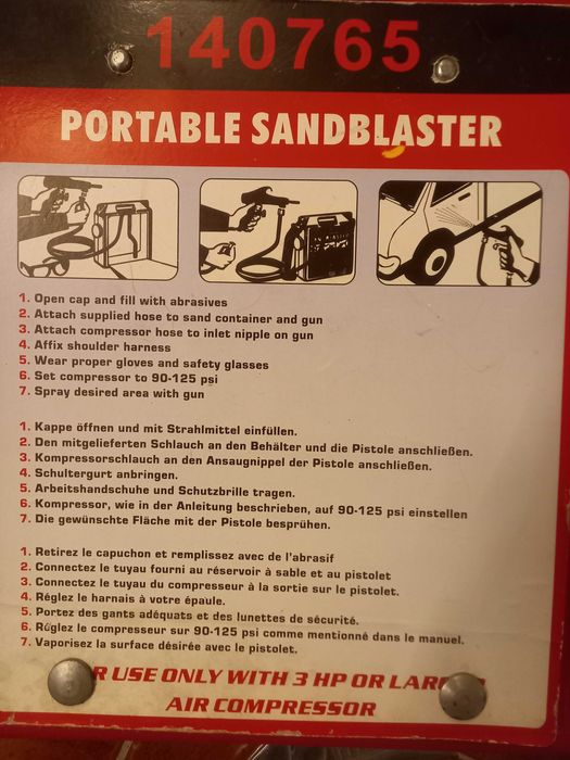 Máquina de decapar jato de areia Portatil