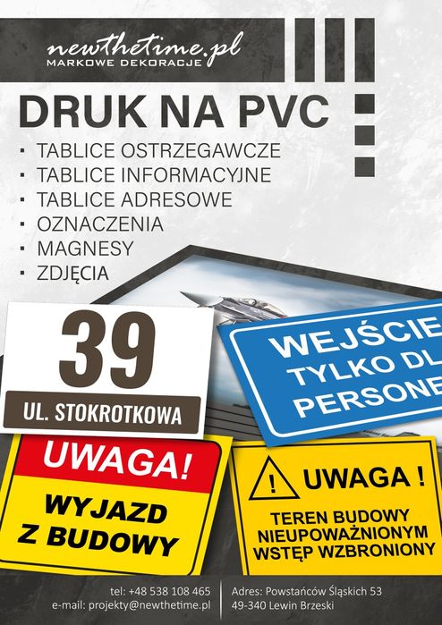 Tablice informacyjne, druk na pcv, aluminium