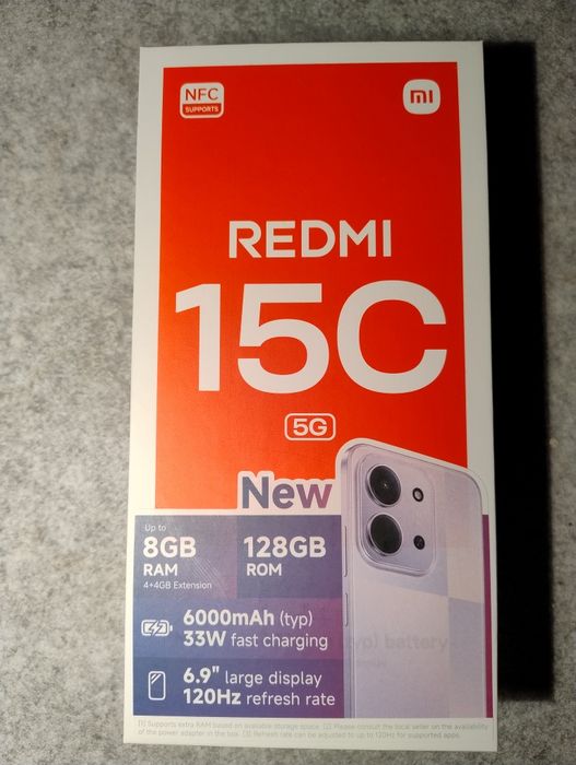 Telefon Redmi 15C 8/128 5G NFC Mediatek Dimensity 6300
