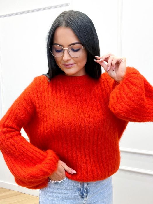 Pomarańczowy sweter kid moher premium najmodniejszy