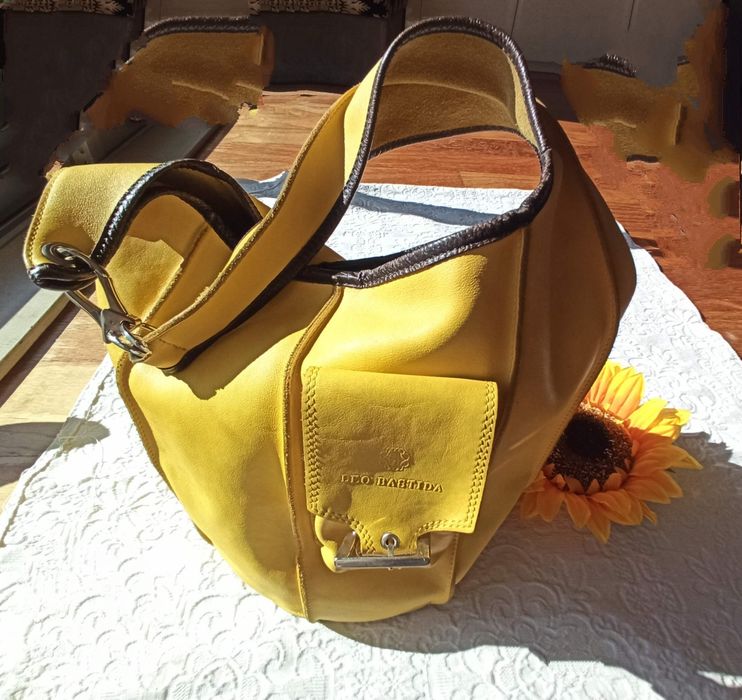 mala amarela em pele Leo Bastida XL