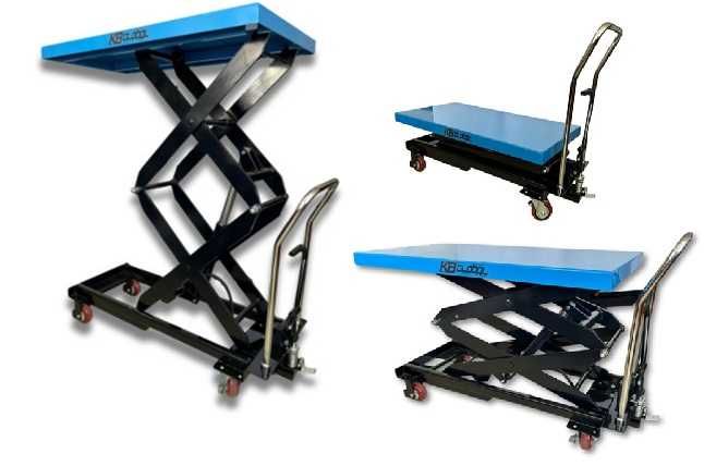 Wózek hydrauliczny KB Global 800 kg, wysokość 1,5 m, platforma 1200x600 mm