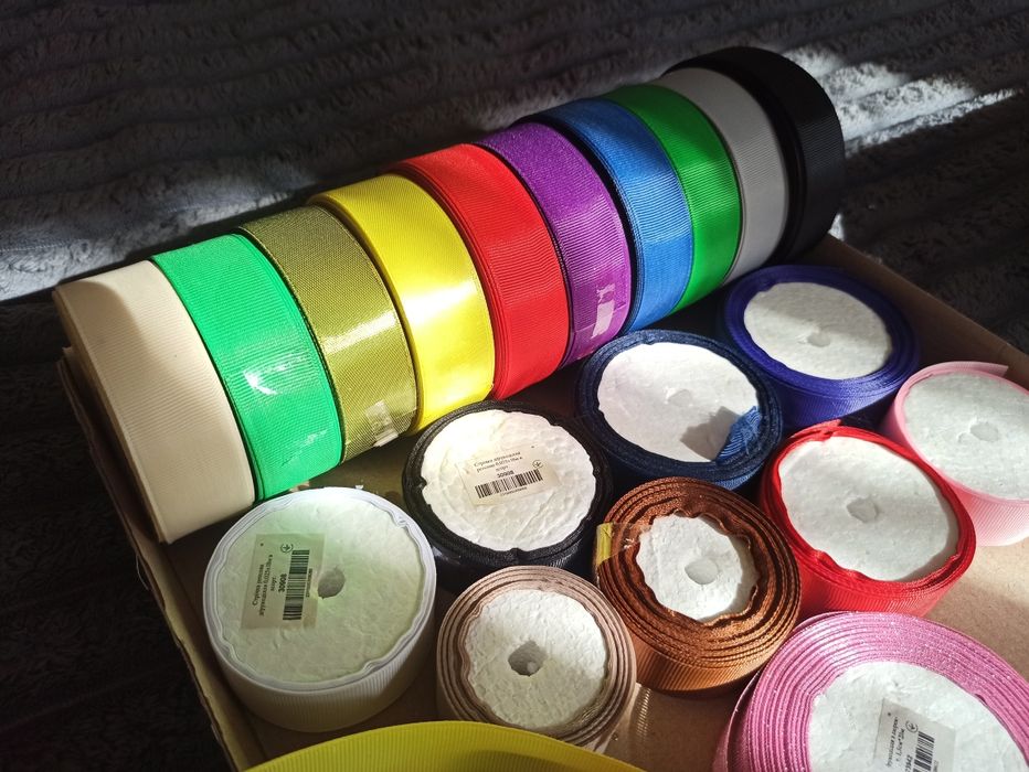 Стрічки, набір для виготовлення бантиків канзаші, атласні, репсові