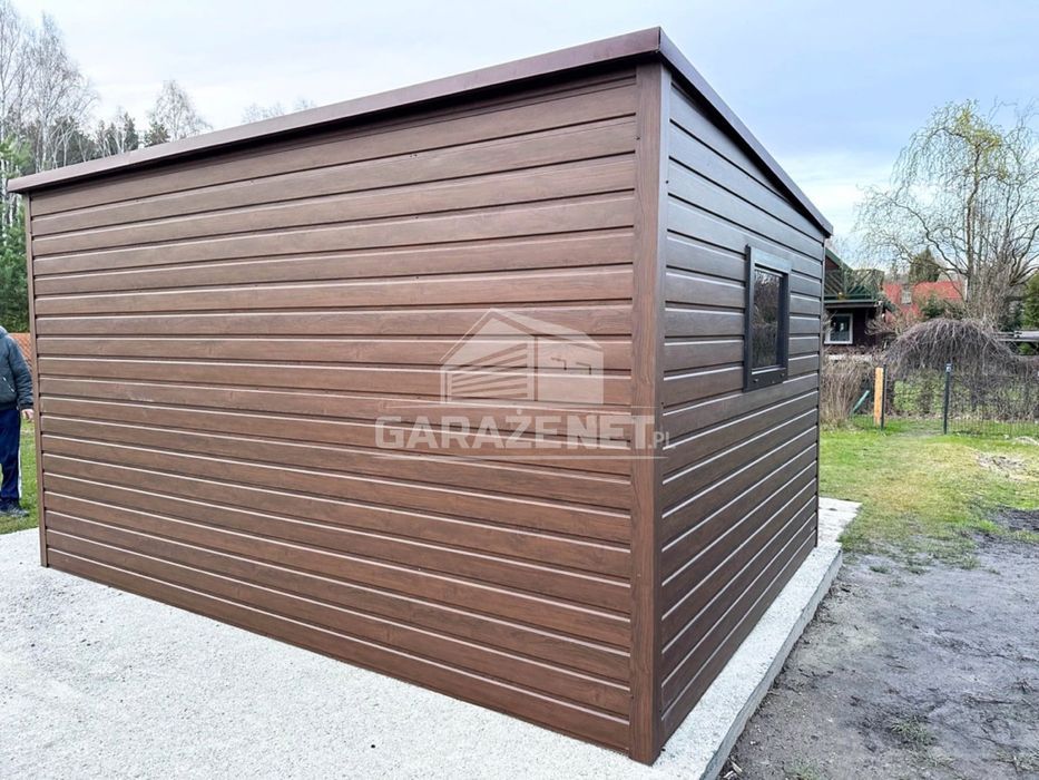 DOMEK OGRODOWY SCHOWEK 4X3 M Spad W Przód Drzwi 2X Okno - Rynny DG423