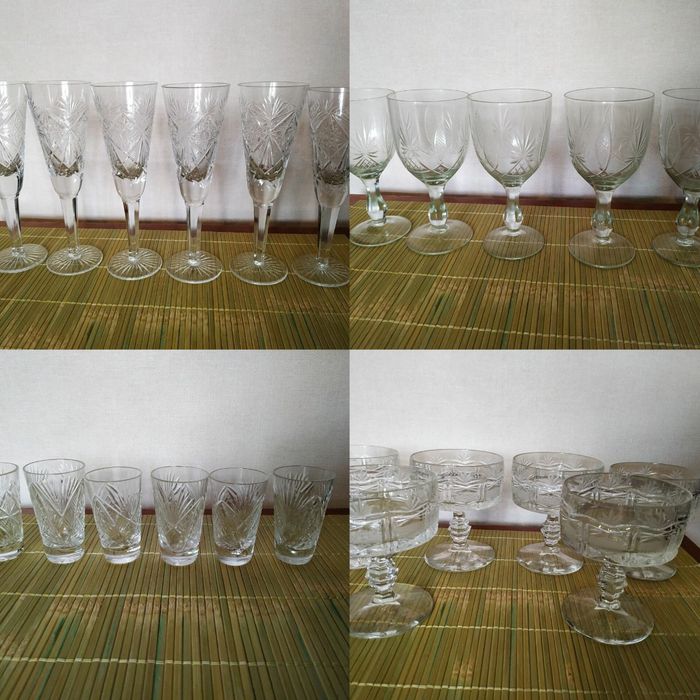 Хрусталь для сервировки бокалы рюмки стаканы кордиал рог пепельница