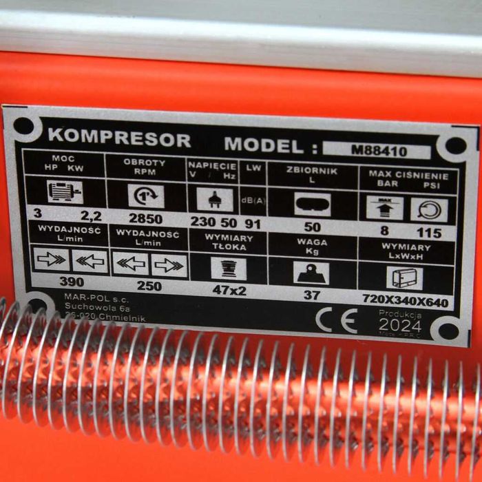 Kompresor 50 L 2 tłoki sprężarka 3hp