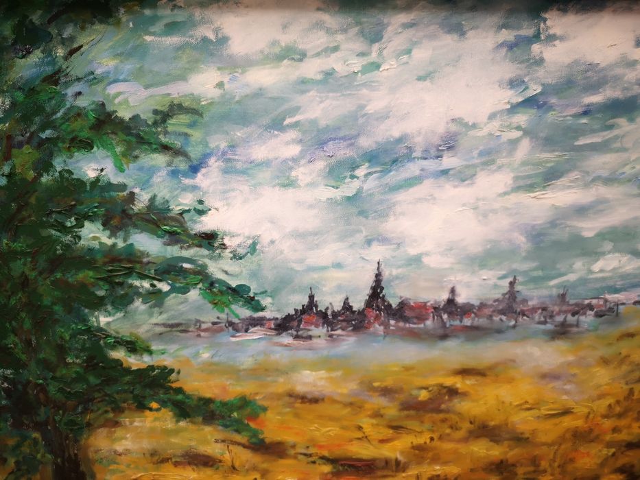 Obraz pejzaż krajobraz obraz w Białej ramię Duży