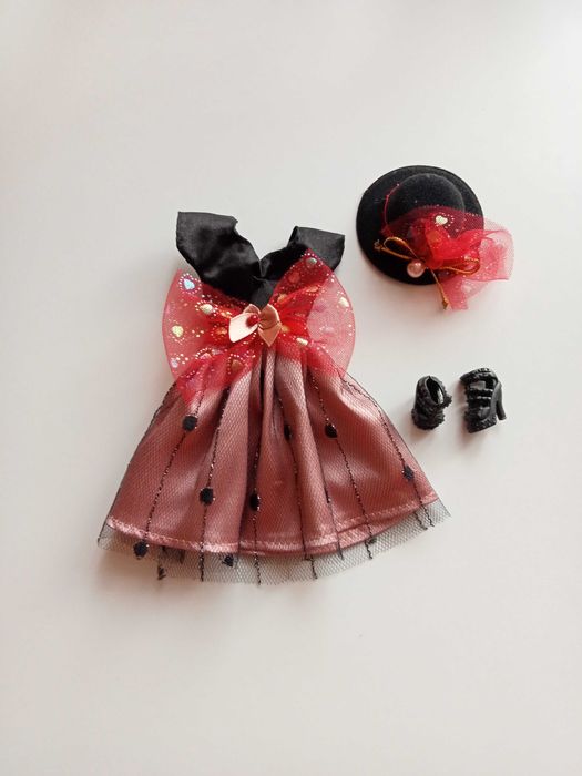 Ubranka dla lalki barbie sukienka kapelusz buty