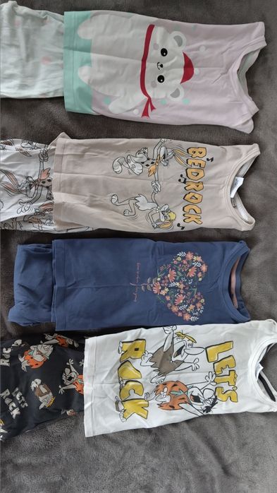 Cztery bawełniane piżamki 110-116 za 10 zł razem