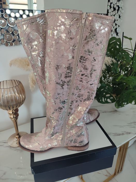 Piękne kozaki naturalny len kolory Polska produkcja