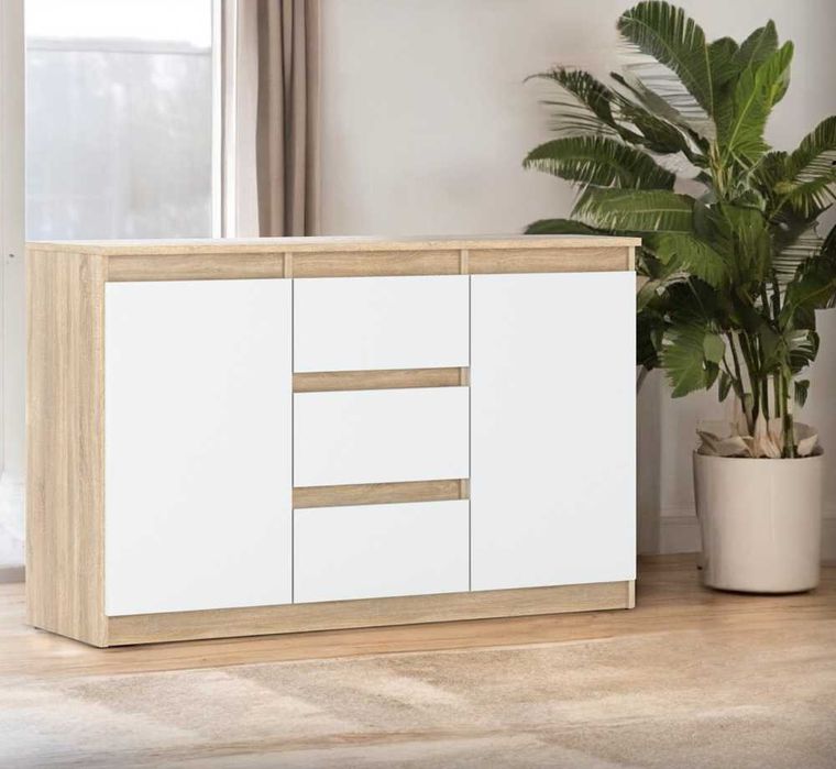 Komoda Nowoczesna Agnes 120cm Pojemna Szafka Do Salonu 3 Szuflady Duża
