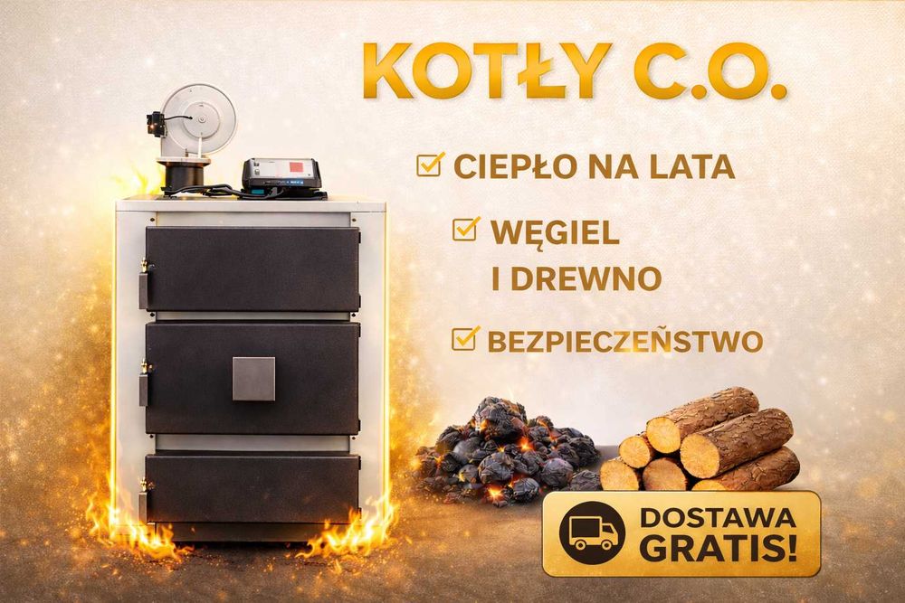 Kocioł na DREWNO WĘGIEL 12 kW. Piec zasypowy, piece, kotły, ogrzewanie. 5 KLASA! Dostawa GRATIS!