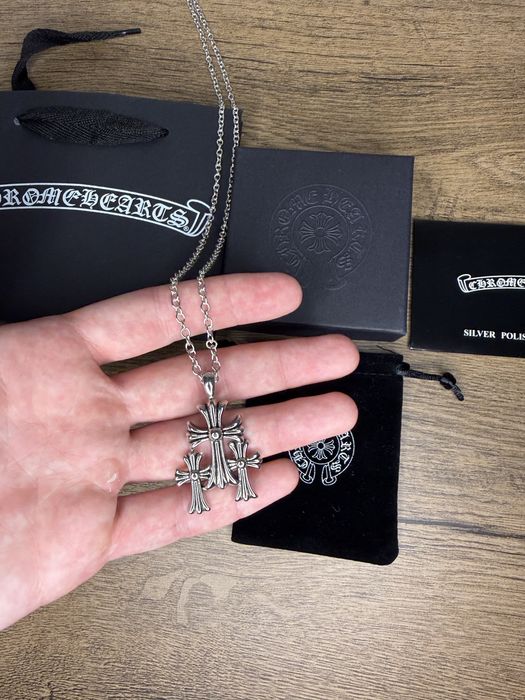 Ланцюжок з кулоном Chrome Hearts хрести Підвіска Хром Хартс Цепочка с крестами повний комплект бірки пакет коробка