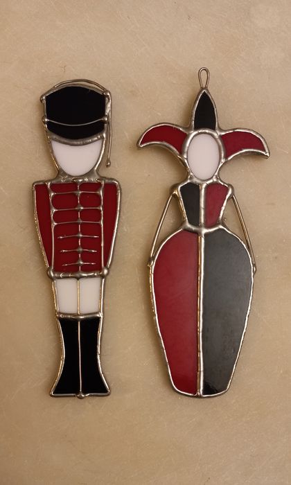 Witrażowe ozdoby choinkowe vintage rękodzieło