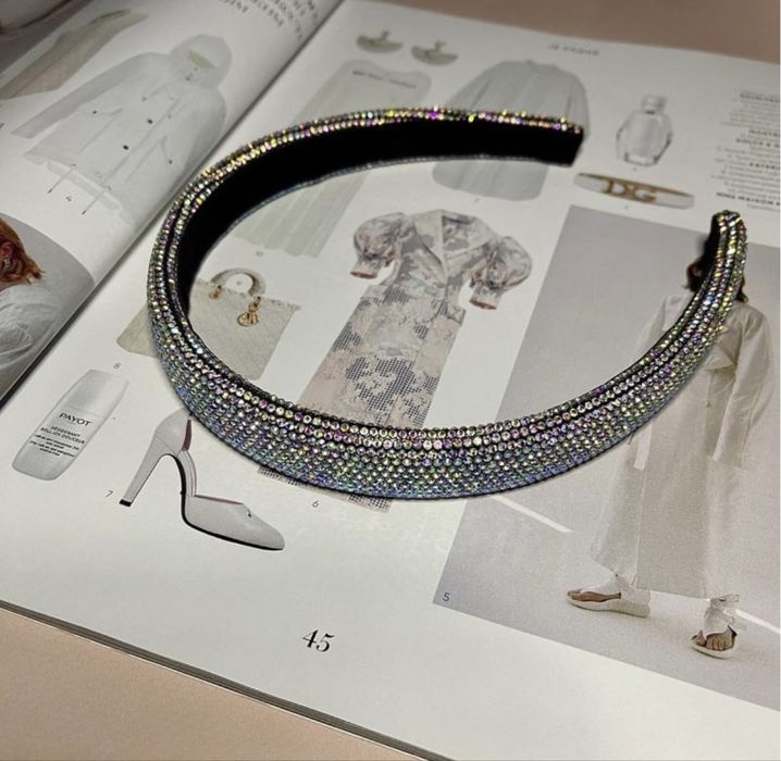 Сяючий обруч в стразах камінцях святковий вечірній для волосся