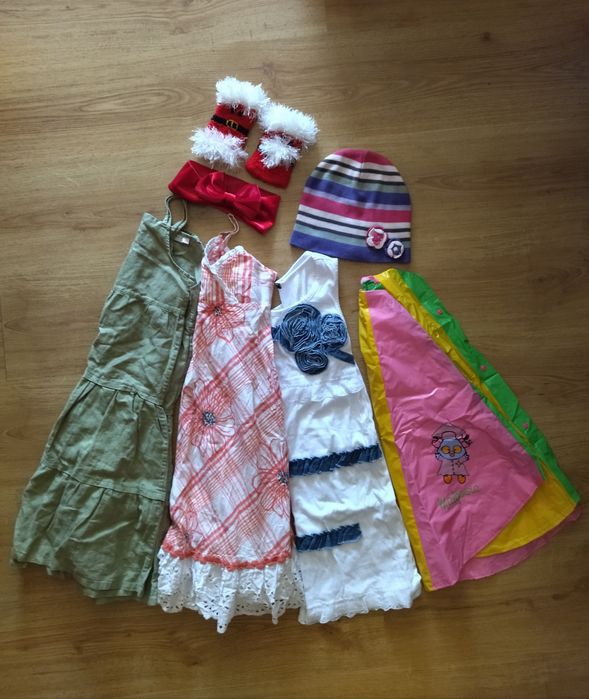 Paka dla dziewczynki sukienka peleryna przeciwdeszczowa czapka opaska
