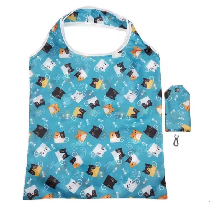 Багаторазова складна сумка -тоут для покупок з принтом у вигляді котів
