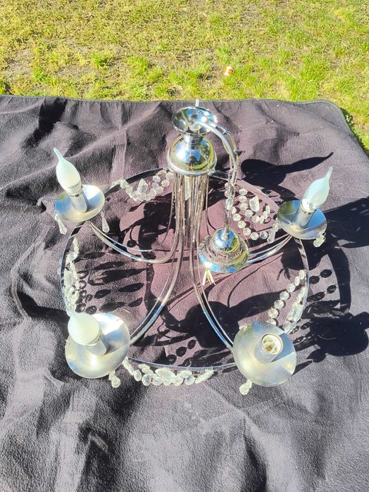 Żyrandol ozdobny kryształowy + 2 lampy