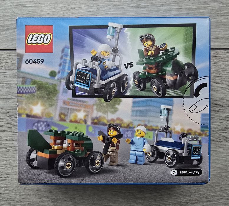 Nowe LEGO 60459 City Zestaw wyścigówek: samolot kontra łóżko szpitalne