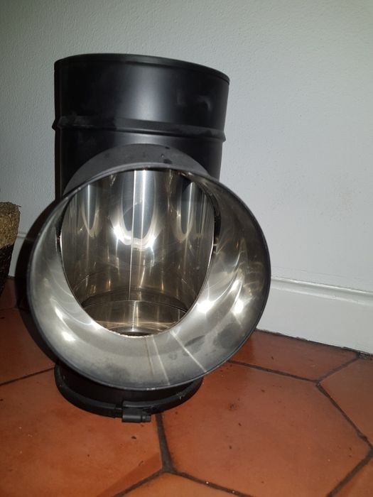 NOVO - Tubo inox + T com tampa para salamandra 150