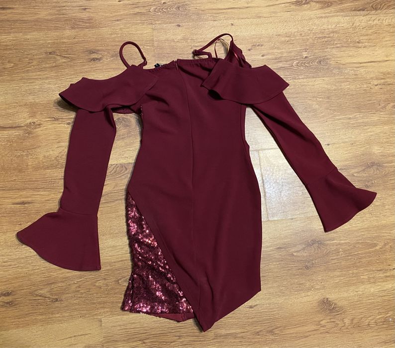 Sukienka S burgundowa