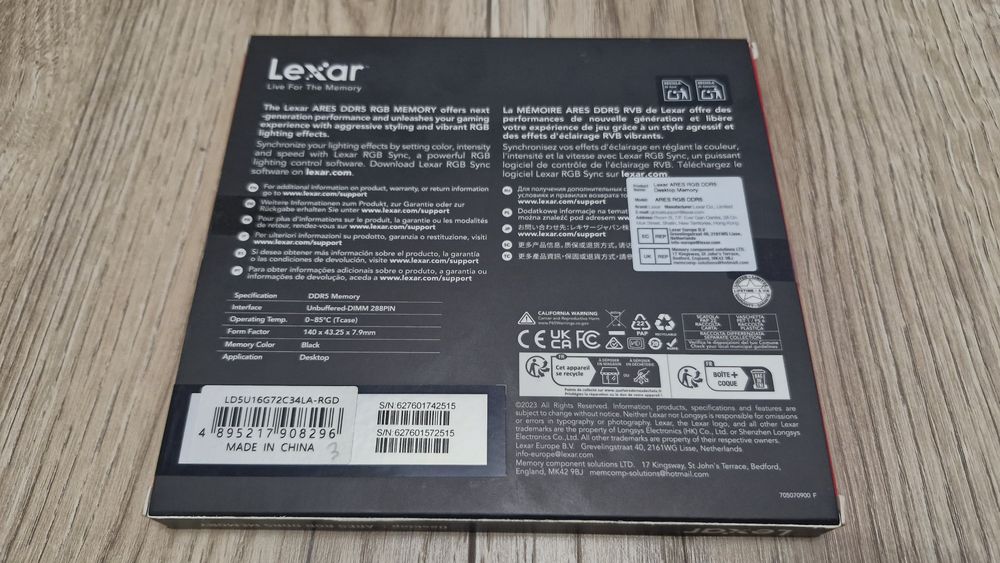 Pamięć Lexar Ares RGB DDR5 2x 16 GB 7200 MHz CL34 NOWA