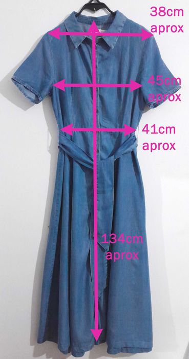 Vestido comprido azul 'ganga' em liocel Zara Tam L