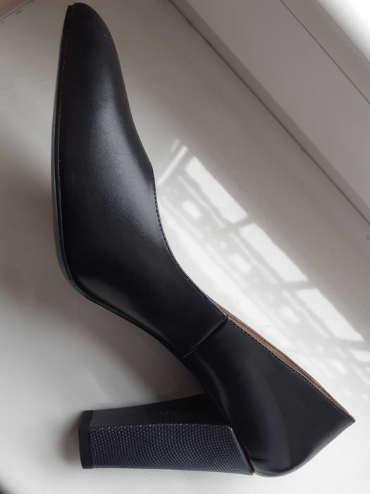 Czółenka 40 skórzane obcas 10 cm nowe Fabio Fabrizi czarny/navy blue