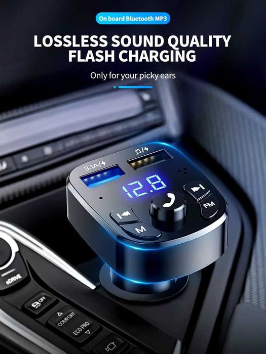 Receptor Bluetooth FM, 5.0, Transmissor USB, Carregador  USB Duplo