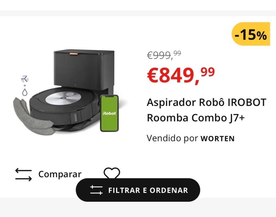 Aspirador Robô iRobot Roomba Combo J7+