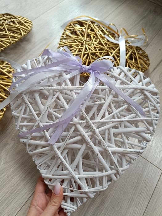 Ozdoby weselne wiklinowe serca