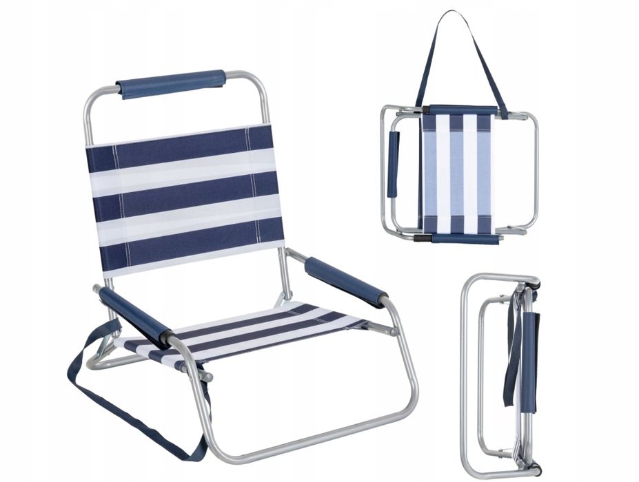 Krzesło plażowe składane – lekkie, z paskiem do przenoszenia