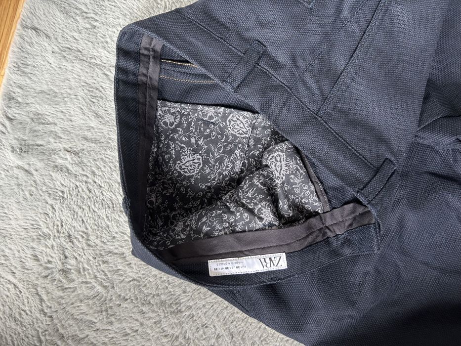 Spodnie garniturowe ZARA męskie eleganckie granatowe