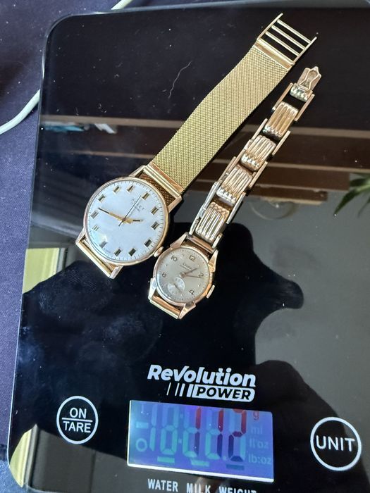 Złoty zegarek Poljot (583) branzoletka  750 , Doxa585 cała